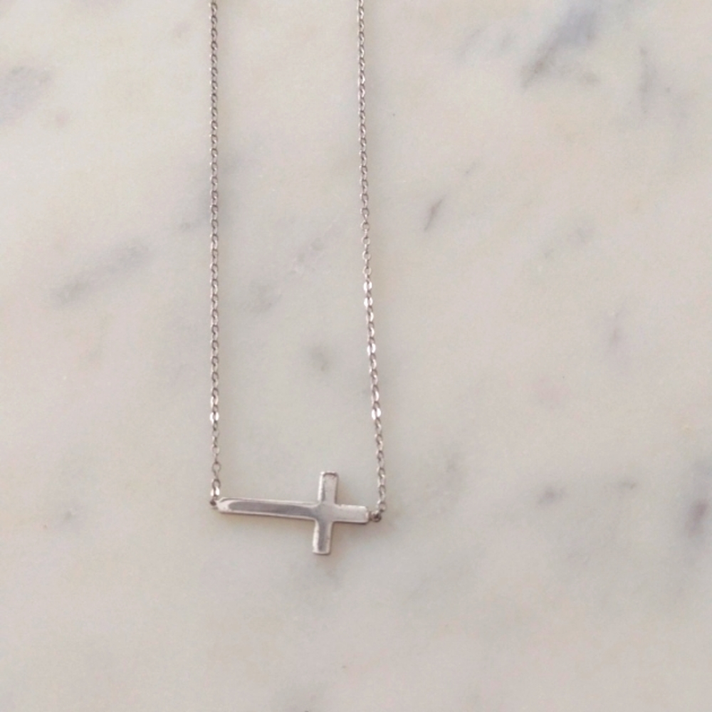 Dainty Sideways Cross Necklace